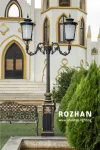 چراغ پارکی شب تاب مدل روژان + دو شاخه سپیدار سربالا + پایه درباری چراغ پارکی شب تاب مدل روژان + دو شاخه سپیدار سربالا + پایه درباری