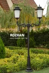 چراغ پارکی شب تاب مدل روژان + دو شاخه آرین سربالا + پایه نارون چراغ پارکی شب تاب مدل روژان + دو شاخه آرین سربالا + پایه نارون