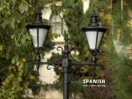 چراغ پارکی شب تاب مدل اسپانیایی + دو شاخه باتیس سربالا